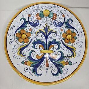 Sberna Deruta Italy Signed Ceramic Plate Hand Painted Dinner 11" Deco Art